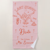 最後のトーストオンザコーストバチェロレッテ名前をカスタムする ビーチタオル (正面)