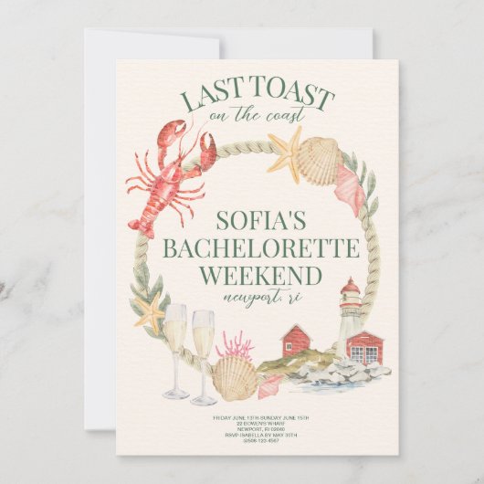 最後のトーストオンザコーストバチェロレッテ招待状 サンキューカード (正面)