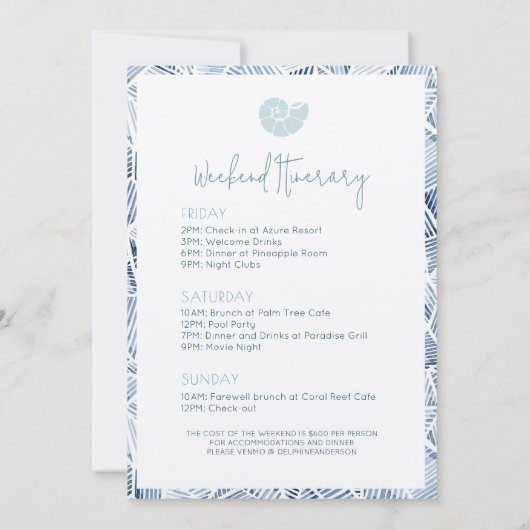 最後のトーストオンザコーストビーチバチェロレッテ週末 招待状 (裏面)