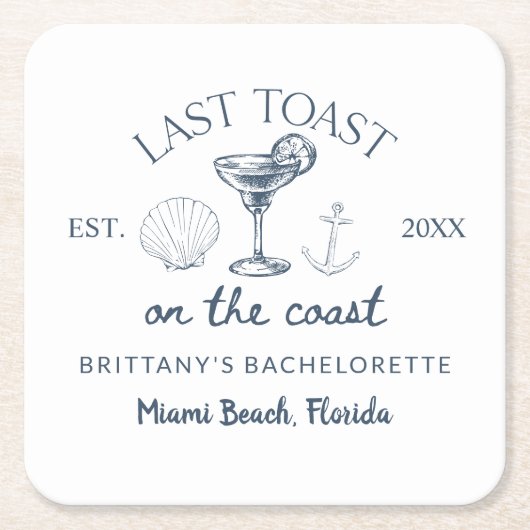 最後のトーストオンザコーストビーチバチェロレッテ スクエアペーパーコースター (正面)