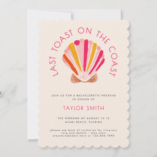 最後のトーストオンザコーストビーチバチェロレッテ 招待状 (正面)