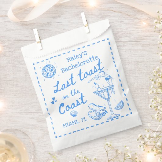 最後のトーストオンザコーストブルーバチェロレッテ フェイバーバッグ (クリップ留めされた状態)