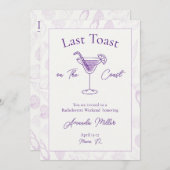 最後のトースト・オン・ザ・コーストバチェロレッテ週末 招待状 (正面/裏面)