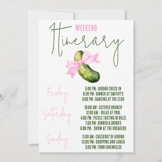 最後のピクルス彼女は常にチクタクルバチェロレッテ 招待状 (裏面)