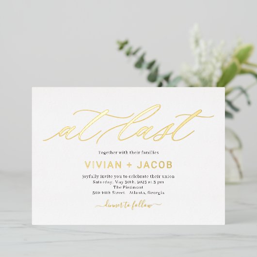 最後のフォイル編集可能カラー結婚式招待状フォイ 箔招待状 (立ち正面)