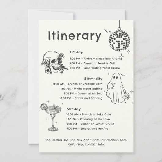 最後のブーを実行する前にバチェロレッテの旅程 招待状 (裏面)