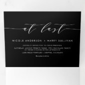 最後のミニマリストの白黒のスクリプ結婚ト 三つ折り招待状 (内部最初)