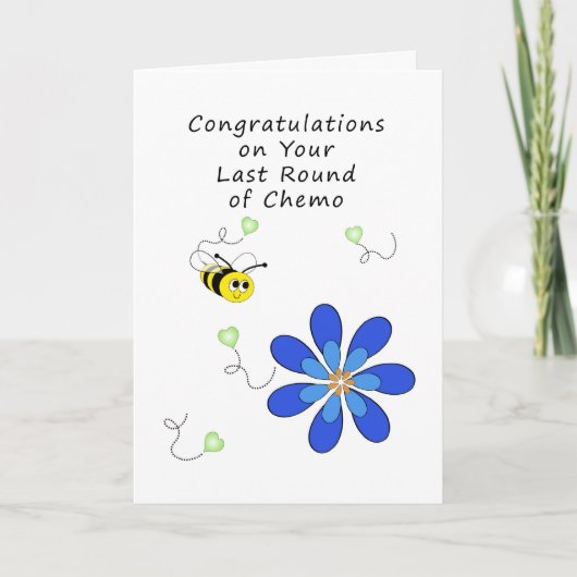 最後のラウンドのChemo-のまわりに、花とハート カード (正面)