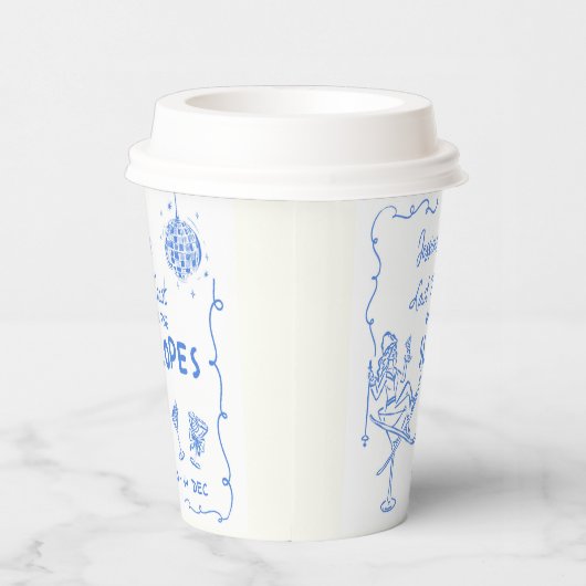 最後の乾杯 スキースロープでの花嫁の最後の週末 紙コップ (右)