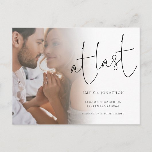 最後の写真でのスクリプト婚約の発表 ポストカード (正面)