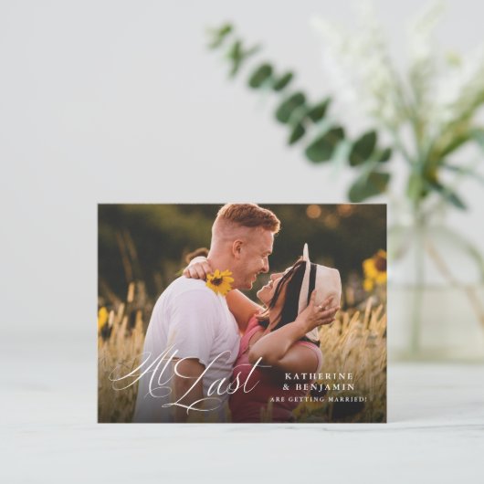 最後の写真エレガント日付はがきを保存する ポストカード (スタンド正面)