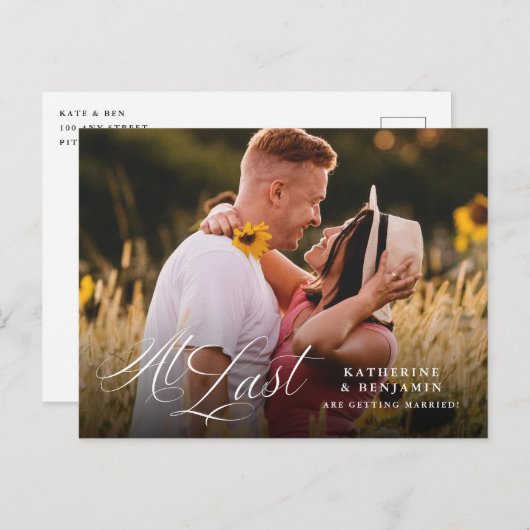 最後の写真エレガント日付はがきを保存する ポストカード (正面/裏面)