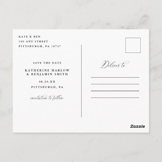 最後の写真エレガント日付はがきを保存する ポストカード (裏面)