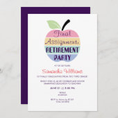 最後の割り当てApple先生退職パーティー 招待状 (正面/裏面)