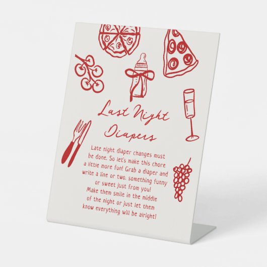 最後の夜おむつピザ赤ちゃんシャワーゲーム 台座サイン (正面)
