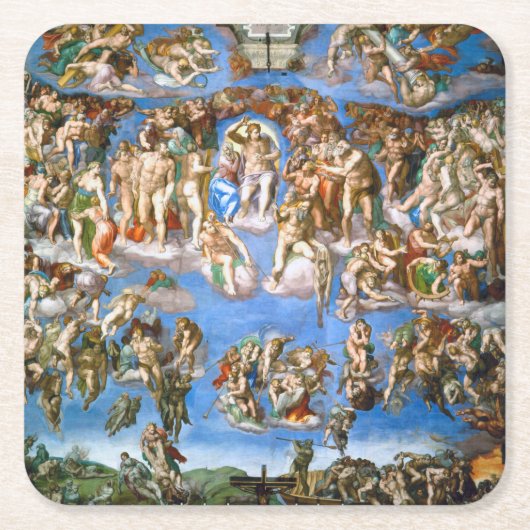 最後の審判ミケランジェロ， 1536年～1541年 スクエアペーパーコースター (正面)