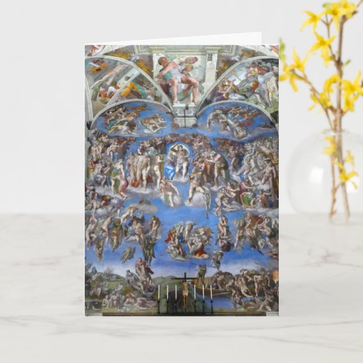 最後の審判 - システィーナ礼拝堂、バチカン市 カード (黄色い花)