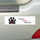 最後の希望K9の救助のバンパーステッカーPeaceLoveRescue バンパーステッカー (車上)