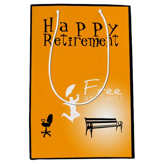 最後の幸せな退職のギフトバッグで放して下さい ミディアムペーパーバッグ (正面)