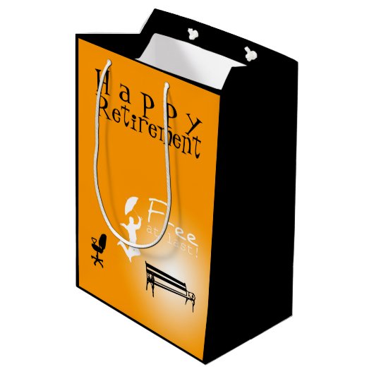 最後の幸せな退職のギフトバッグで放して下さい ミディアムペーパーバッグ (裏面アングル)