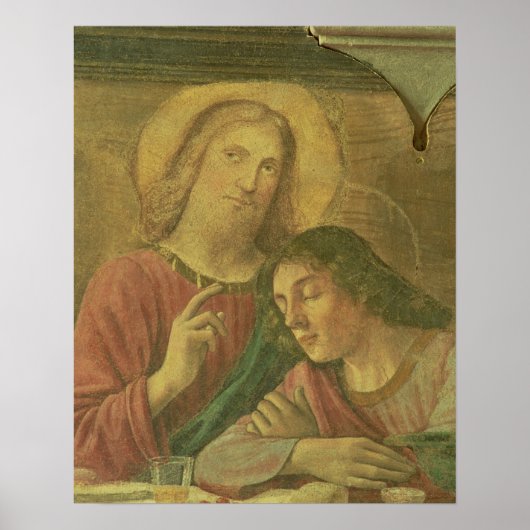 最後の晩餐からキリストの頭1480年(フレスコ) ポスター (正面)