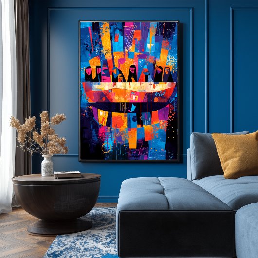 最後の晩餐が再考 – 抽象芸術幾何学模様 ポスター