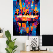 最後の晩餐が再考 – 抽象芸術幾何学模様 ポスター (ホームオフィス)