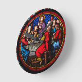 最後の晩餐のステンドグラス像 ラウンド壁時計 (傾斜)