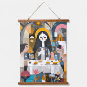 最後の晩餐の思い直し：抽象芸術 吊り下げ型タペストリー (正面)