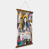 最後の晩餐の思い直し：抽象芸術 吊り下げ型タペストリー (傾斜あり)