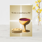 最後の晩餐イースターの種なしパンとワイン カード (黄色い花)