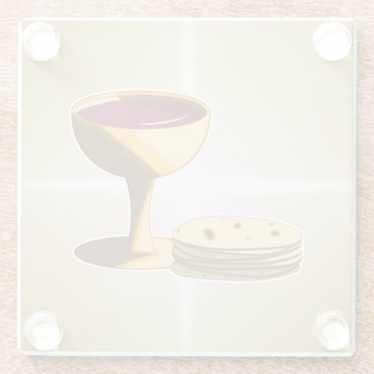 最後の晩餐イースターの種なしパンとワイン ガラスコースター (裏面)