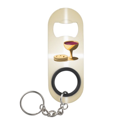 最後の晩餐イースターの種なしパンとワイン キーホルダー栓抜き (正面)