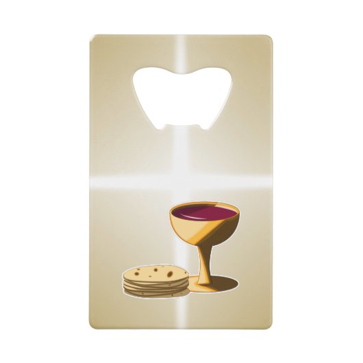 最後の晩餐イースターの種なしパンとワイン クレジットカード栓抜き (正面)