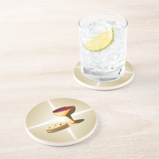 最後の晩餐イースターの種なしパンとワイン コースター (側面)