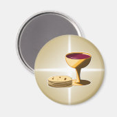 最後の晩餐イースターの種なしパンとワイン マグネット (正面/裏面)