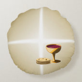 最後の晩餐イースターの種なしパンとワイン ラウンドクッション (裏面)