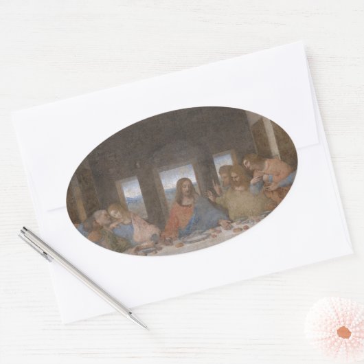 最後の晩餐レオナルド・ダ・ヴィンチの1490年代後半の壁画 楕円形シール (封筒)