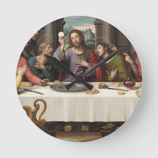 最後の晩餐ヴィセンテフアン・マシップ ラウンド壁時計 (正面)