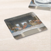 最後の晩餐、レオナルド・ダ・ヴィンチ、1495年~1498年 スクエアペーパーコースター (アングル)