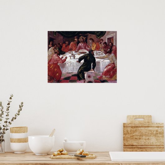 最後の晩餐 – El Greco - c1595 ポスター (キッチン)