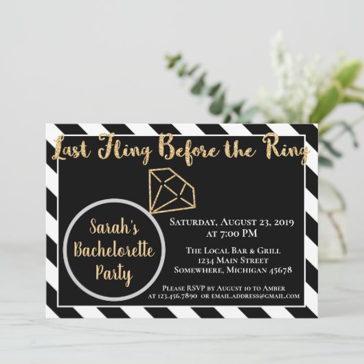 最後の浮動の前のリングや輪、ダイヤモンドバチェロレッテ 招待状 (スタンド正面)
