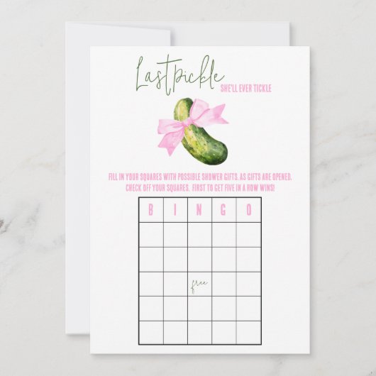 最後の漬物彼女は常にチクタクルブライダルシャワービンゴ 招待状 (正面)