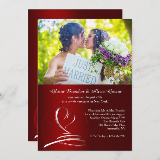 最後の統一された写真の投稿結婚式招待状 招待状 (正面/裏面)