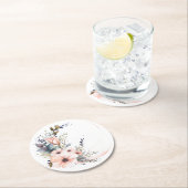 最後の繊細な花：パーソナライズされたの結婚コースター ラウンドペーパーコースター (インサイチュ)