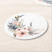 最後の繊細な花：パーソナライズされたの結婚コースター ラウンドペーパーコースター (アングル)