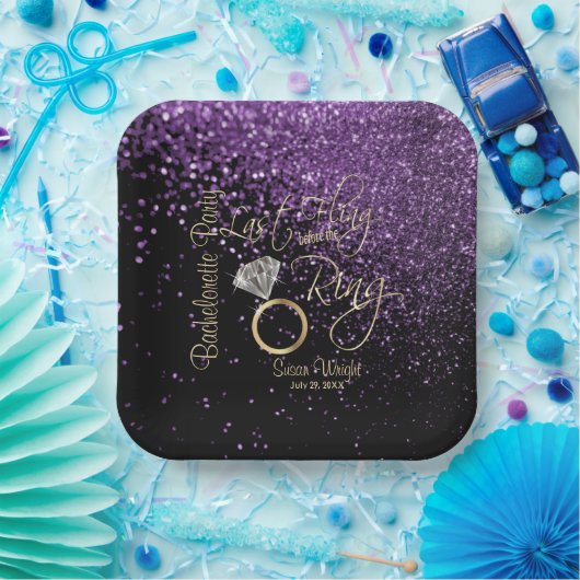 最後の興行前のリングや輪バチェロレッテ紫 ペーパープレート (パーティー)