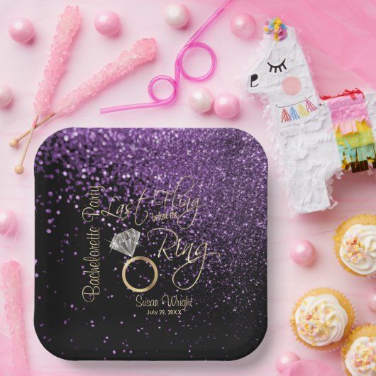 最後の興行前のリングや輪バチェロレッテ紫 ペーパープレート (パーティー)