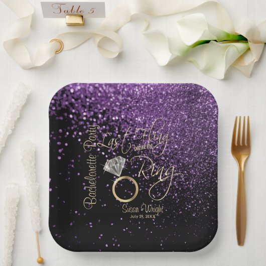 最後の興行前のリングや輪バチェロレッテ紫 ペーパープレート (ウェディング)
