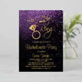 最後の興行前のリングや輪バチェロレッテ紫 箔招待状 (立ち正面)